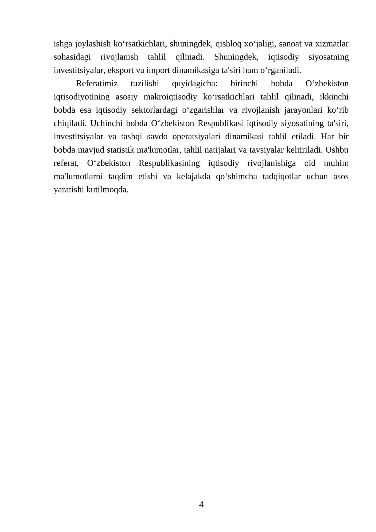 O'zbekiston Respublikasi rivojlanishining makroiqtisodiyko'rsatkichlari tahlili 4