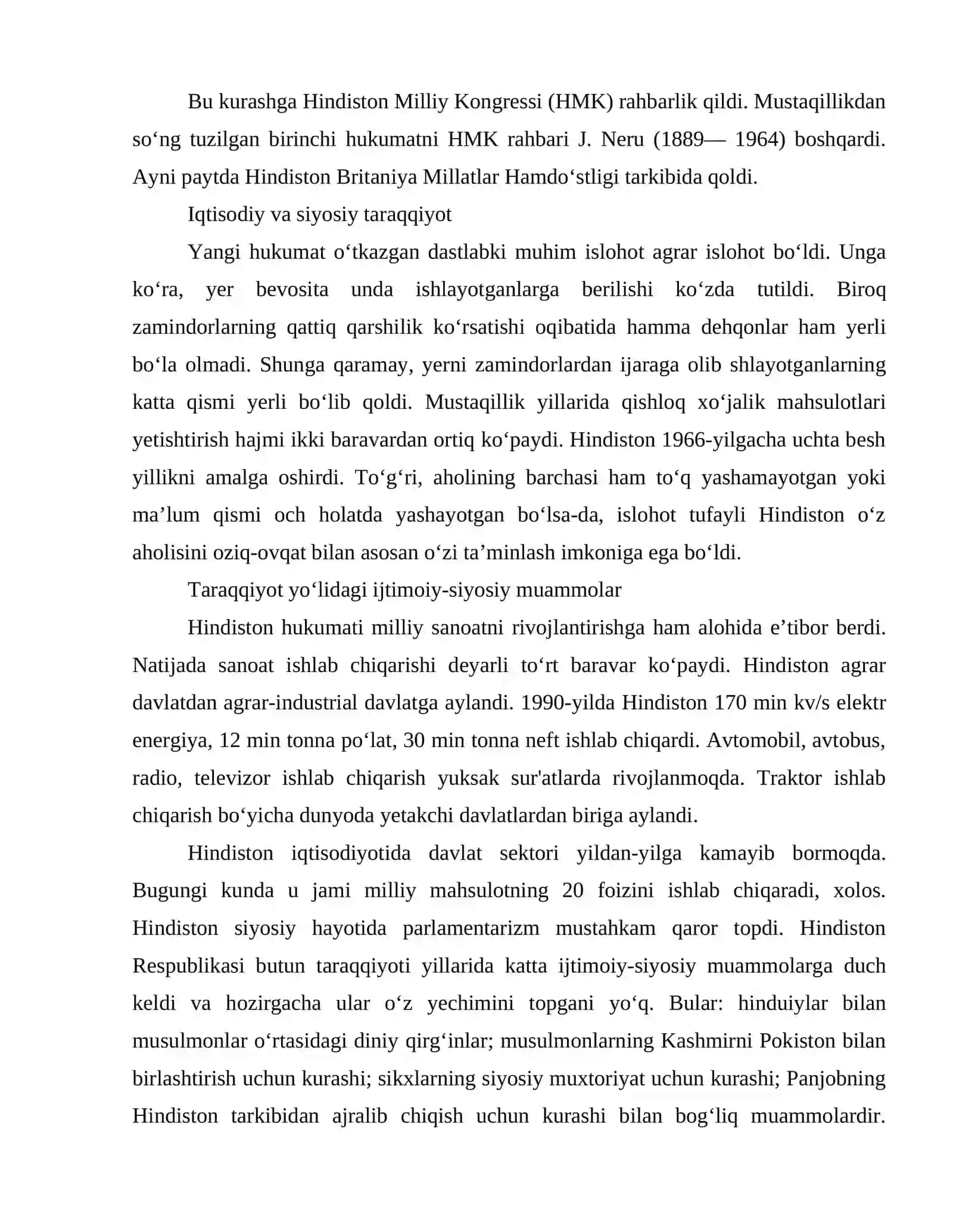 Hindiston XX asr ikkinchi yarmida 4