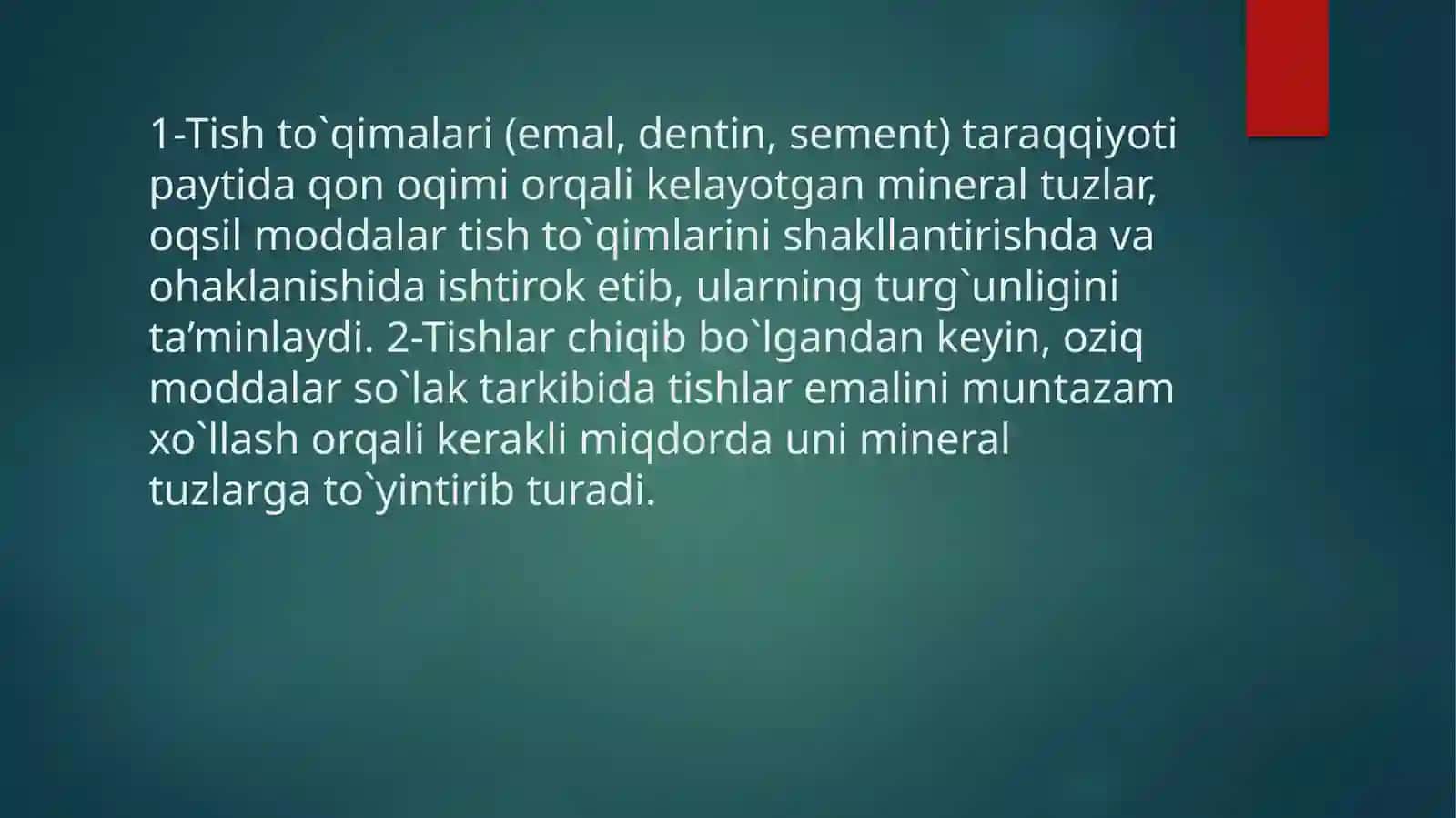 Karies va ovqatlanish tamoyillari 4