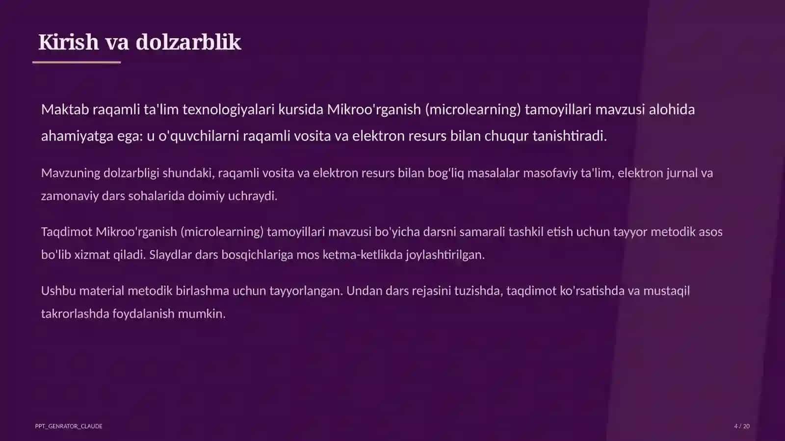 Mikroo'rganish (microlearning) tamoyillari 4