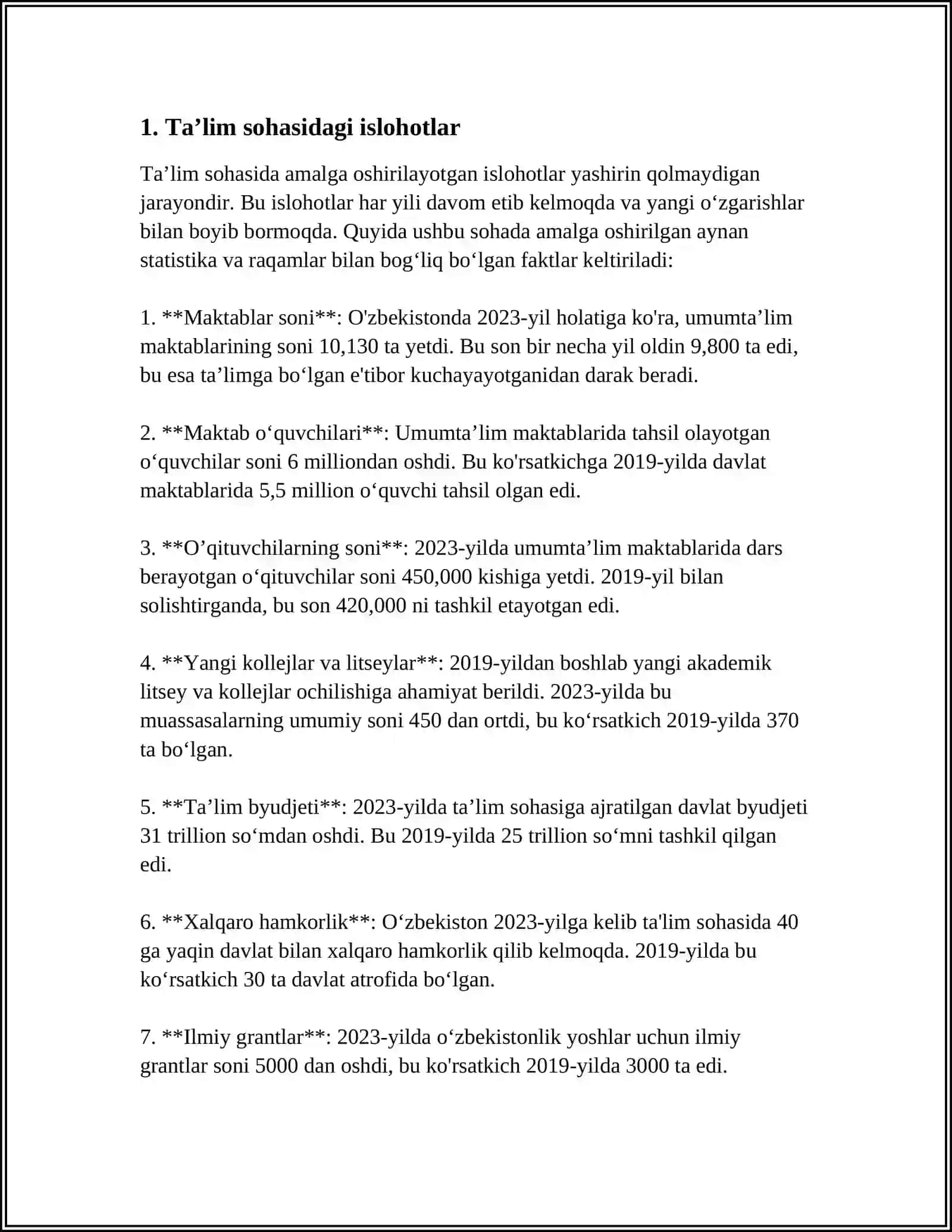 YANGI OʻZBEKISTONDA PREZIDENT SH.M. MIRZIYOYEV RAHBARLIGI VA TASHABBUSI OSTIDA AMALGA OSHIRILGAN ISLOHOTLAR 4