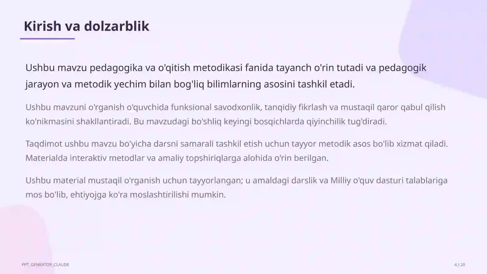 O'qituvchilarning Milliy sertifikatiga tayyorgarlik 4
