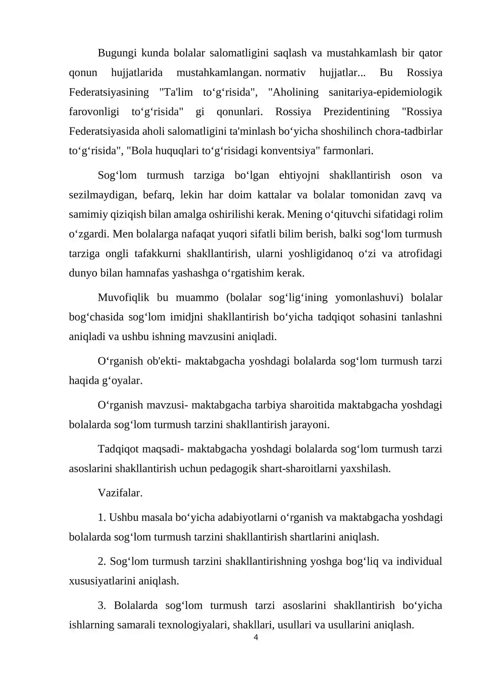 Mavzu: BOB. Bolalarda sog‘lom turmush tarzini shakllantirishning nazariy asoslari 4