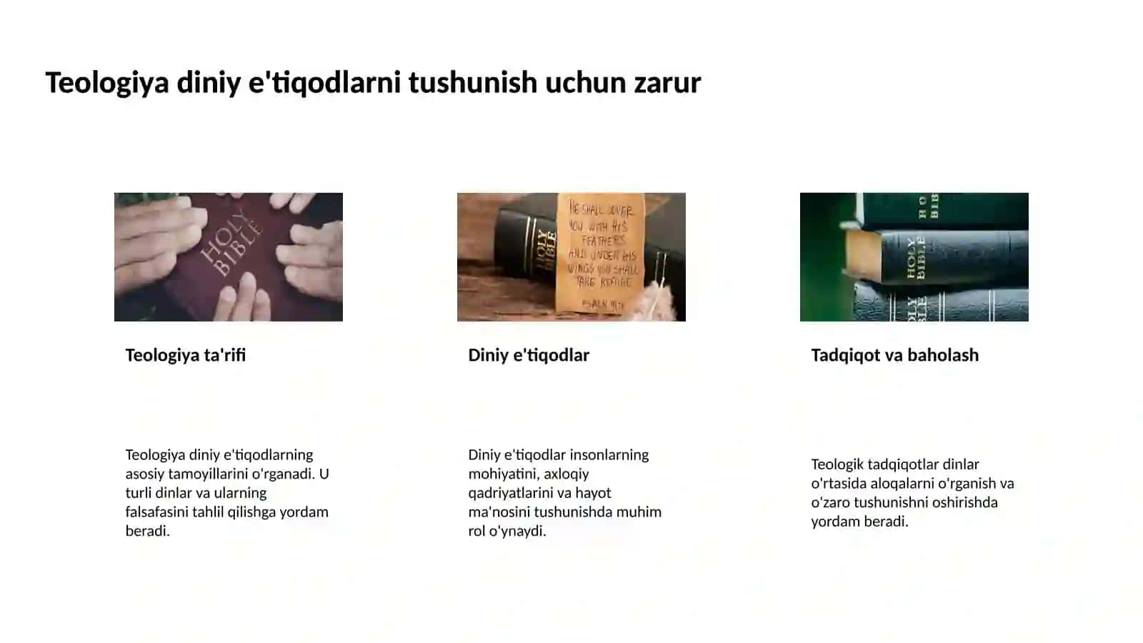 Din, dinshunoslik, din falsafasi, teologiya, xudojòylik, diniy e'tiqod, aqida, ilohiyat tushunchalarining mohiyati 4