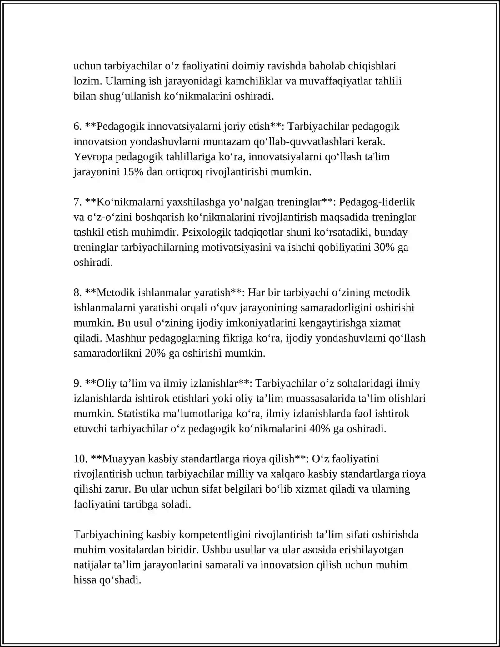 TARBIYACHI SHAXSIDA IJTIMOIY MUNOSABATLARNI RIVOJLANTIRISHGA OID KASBIY KOMPETENTLIKNI RIVOJLANISHI 4