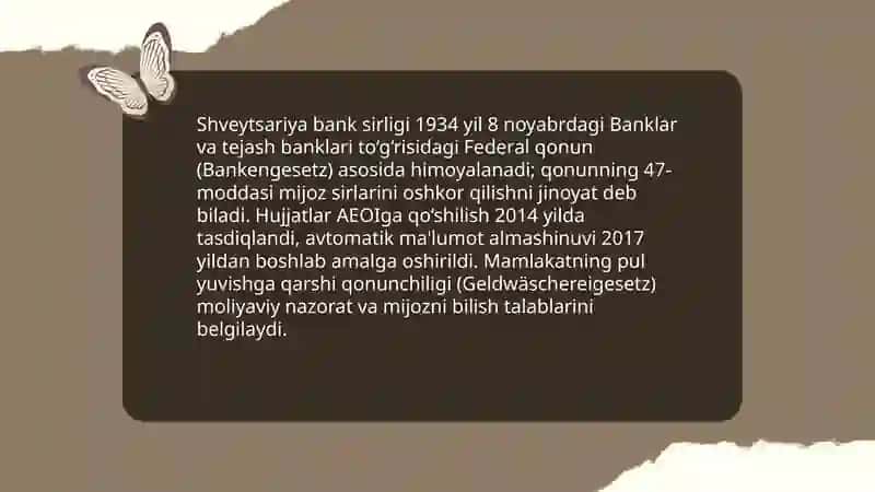 Shveytsariya bank tizimi va xalqaro moliyaviy ishonch 4