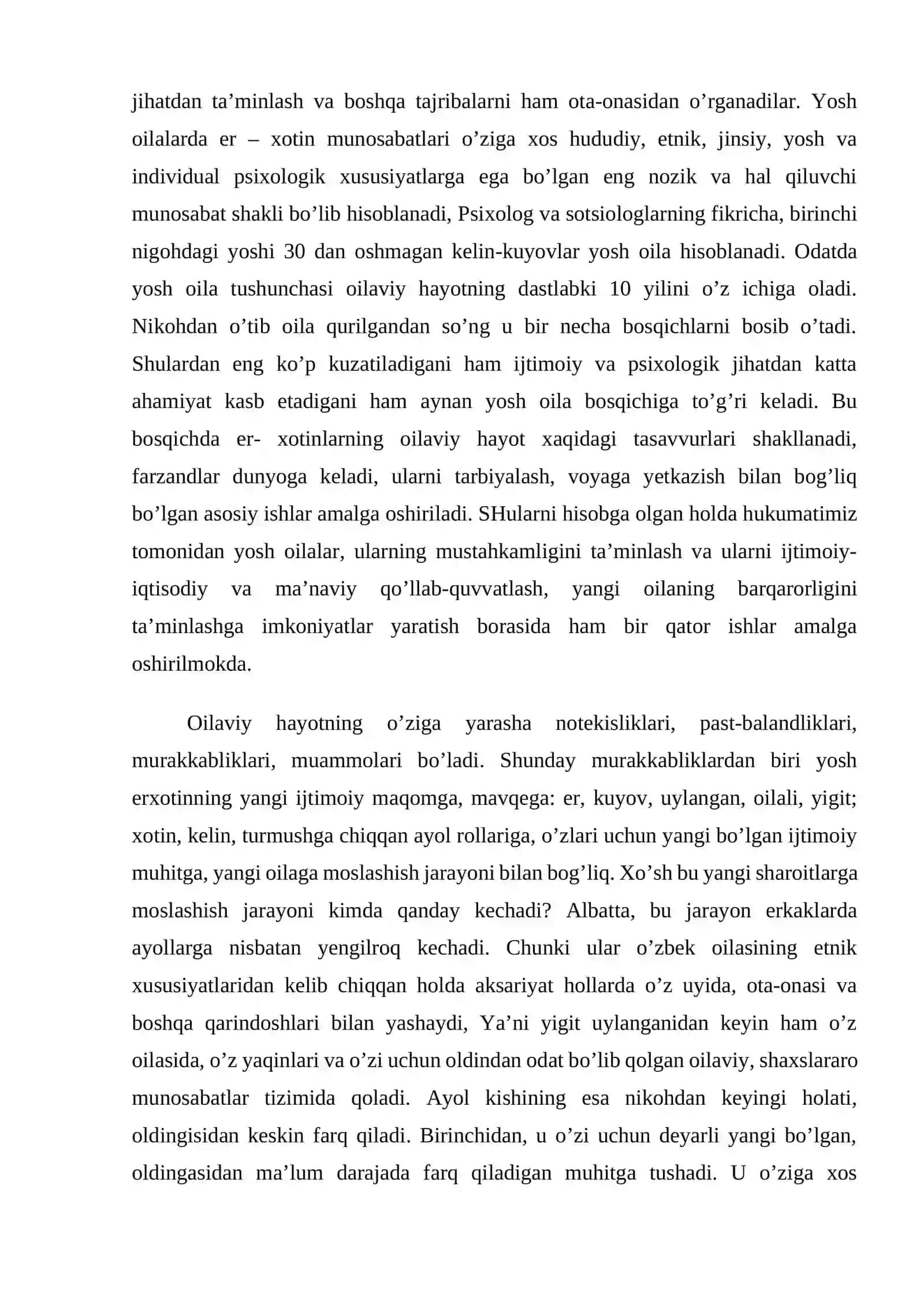 Oilaning ijtimoiy taraqqiyotdagi o'rni va oila mustahkamligini ta’minlash omillari 4