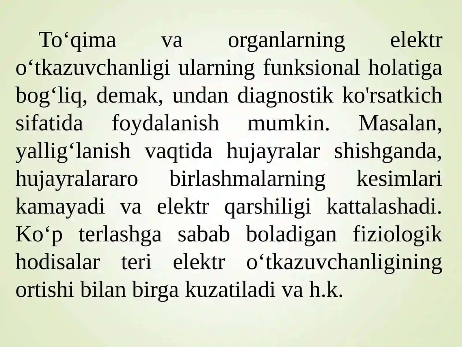 Biologik to‘qimalar va suyuqliklarning o’zgarmas tokda elektr o‘tkazuvchanugi 4
