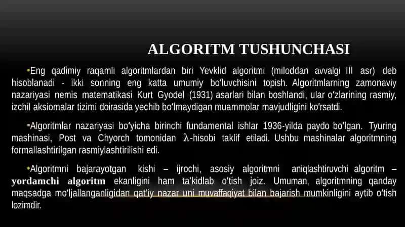 Mavhum ma'lumotlar turi (ADT). Algoritmning formal tasnifi. Tasvirlash usullari. Blok-sxema ko`rinishida algoritmni tasvirlash 4