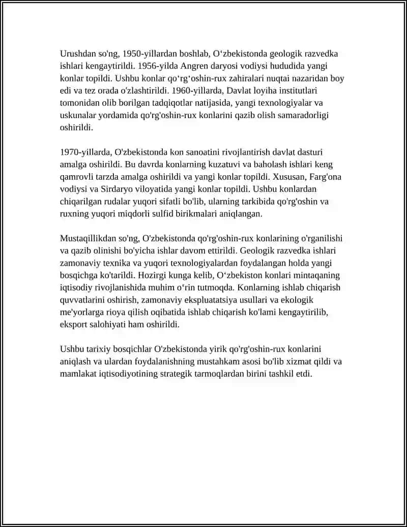 OʻZBEKISTONNING YIRIK QOʻRGʻOSHIN-RUX KONLARI VA ULARNING OCHILISHI 4