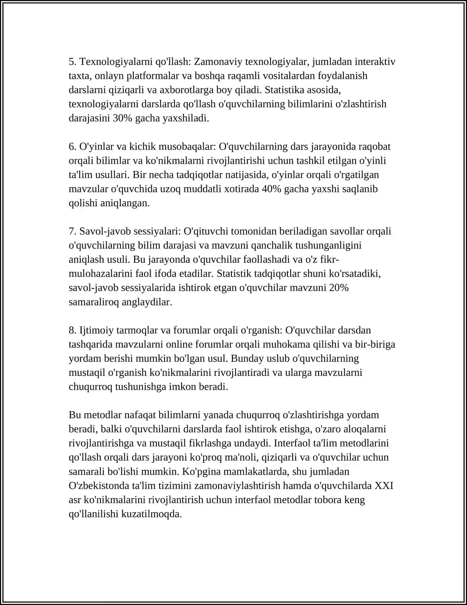PEDAGOGIKA FAN SIFATIDA MAVZUGA OID AXBOROT TAHLILIY MATERIALLAR BILAN ISHLASH 4
