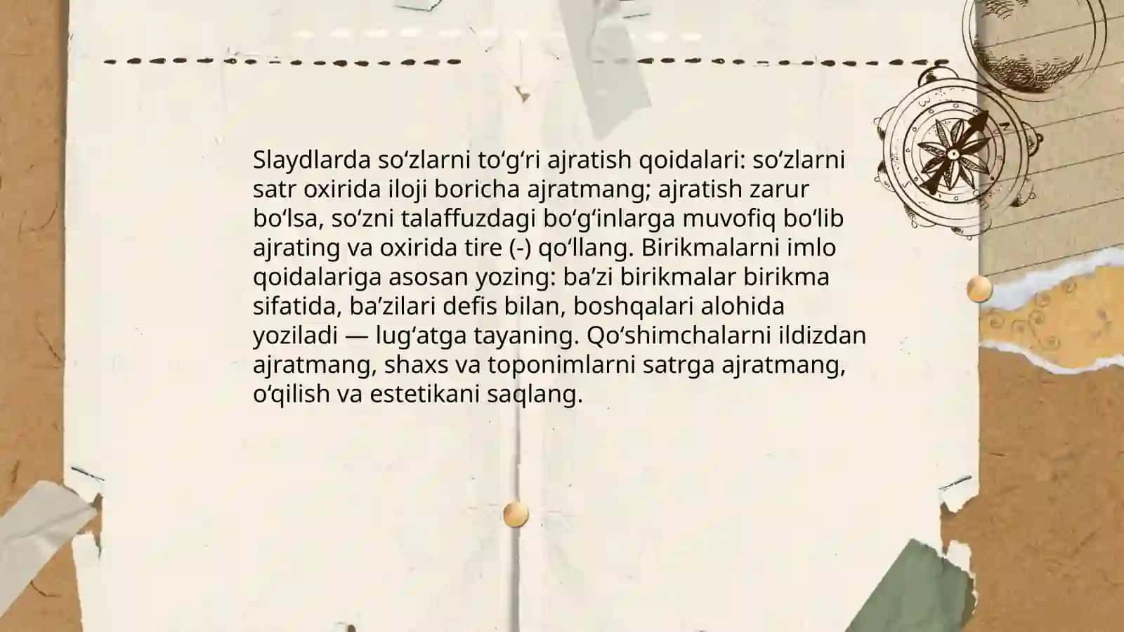 Oʻzbek tilining asosiy imlo qoidalari asosida taqdimot tayyorlash 4