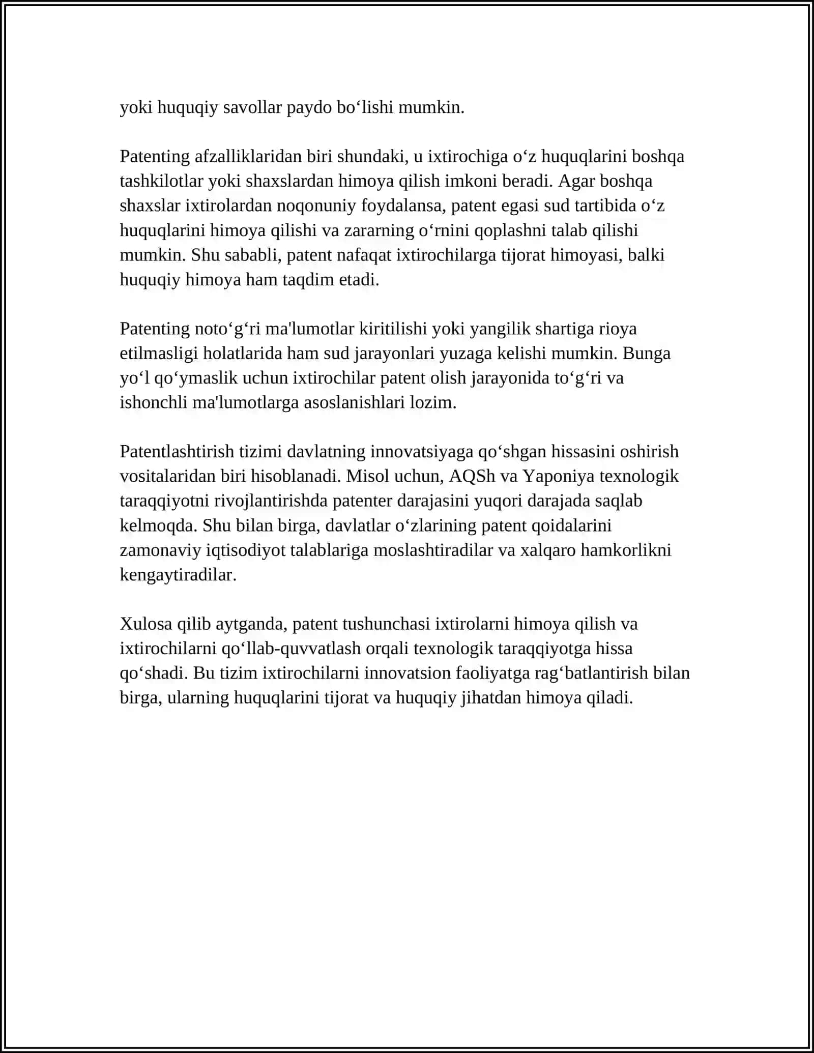 PATENT XUJJATLARIGA NIMALAR KIRADI 4