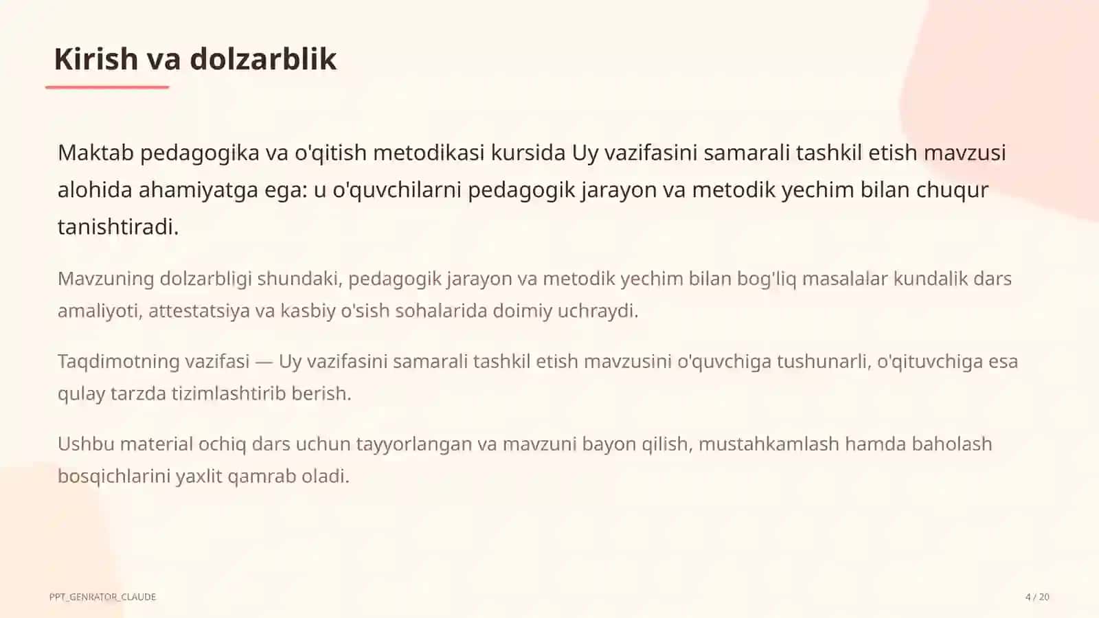 Uy vazifasini samarali tashkil etish 4