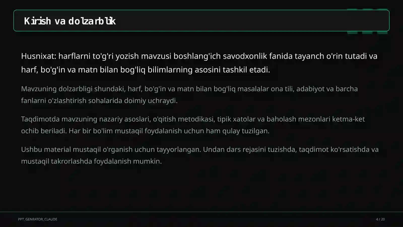 Husnixat: harflarni to'g'ri yozish (1-sinf) 4