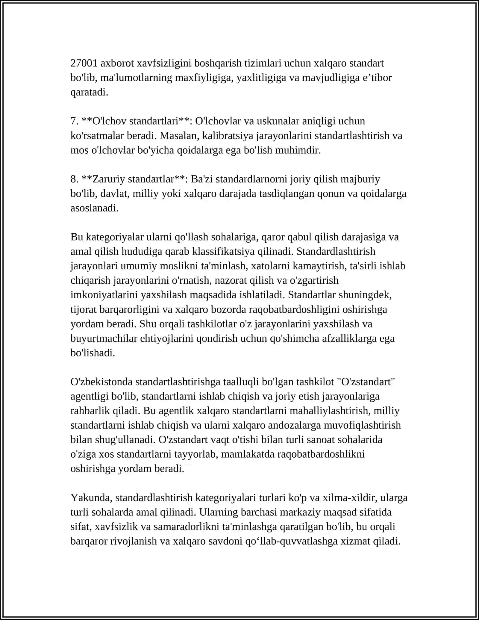 STANDARTLASHTIRISH KATEGORIYALARI TURLARI 4