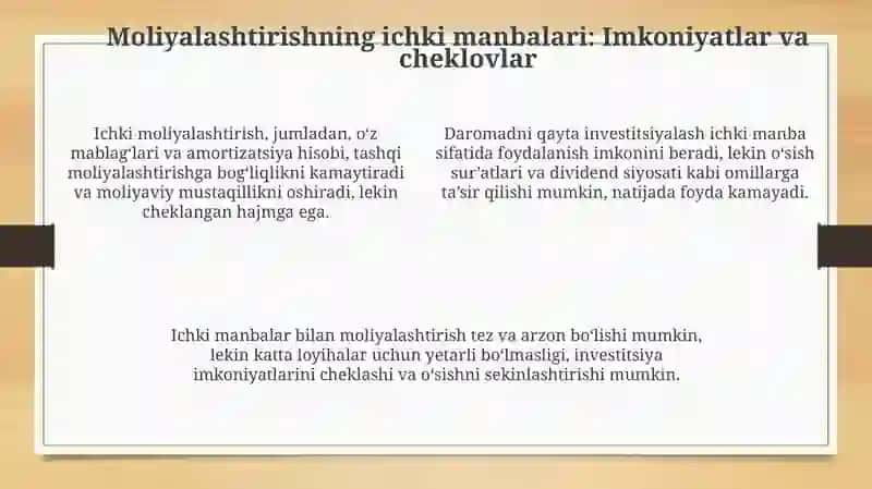 Korporativ moliyalashtirish manbalari: Umumiy koʻrinish 4