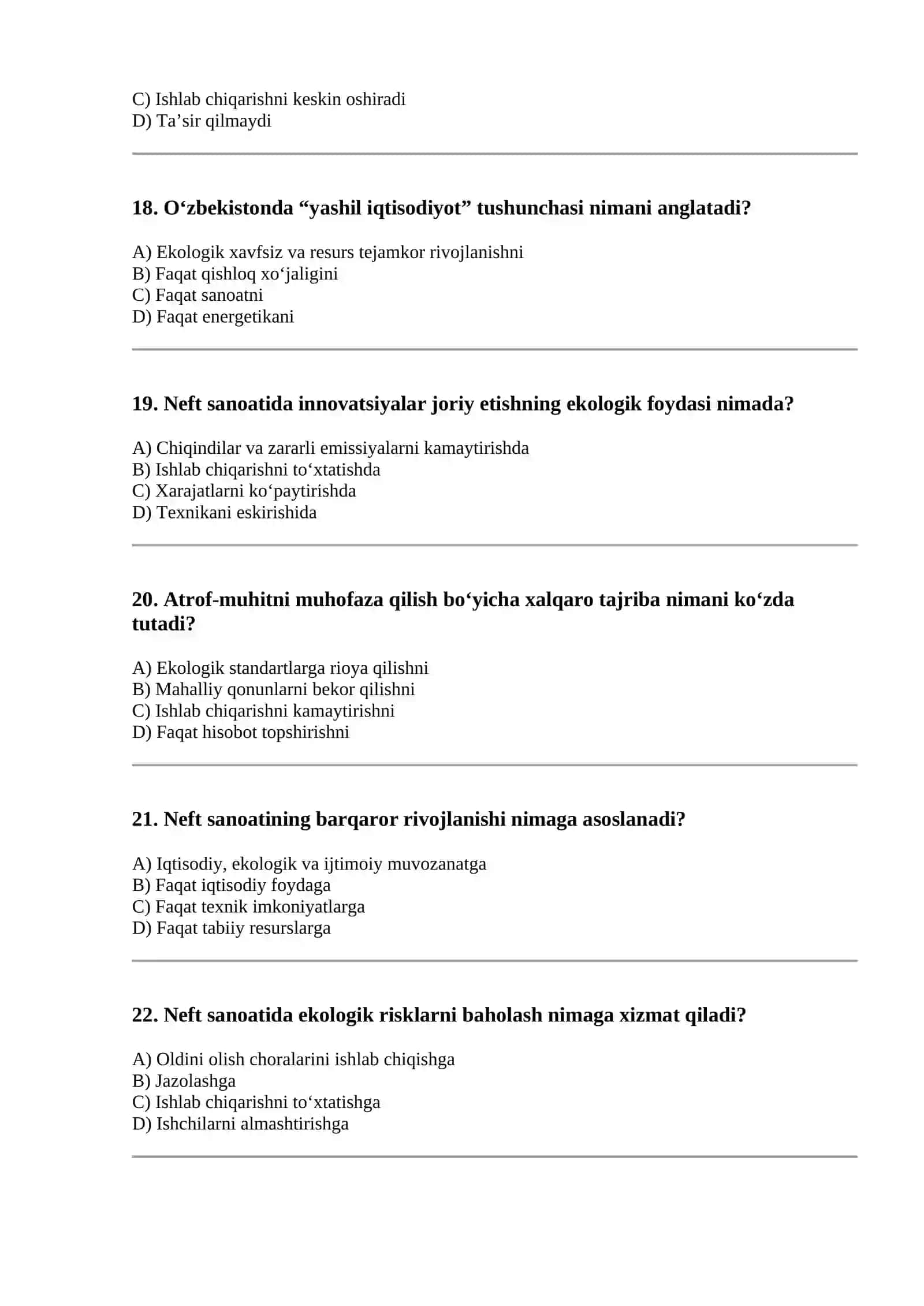O'zbekistonda neft sanoatining rivojlanish istiqbollari. Artof muhitni muhofaza qilish 4