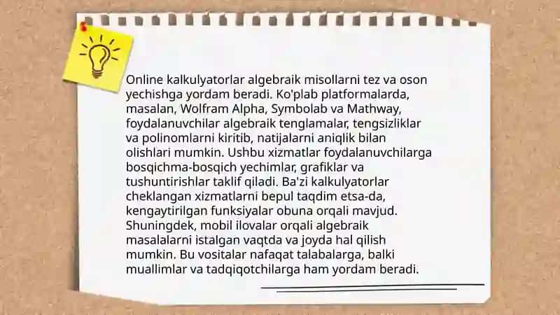 Algebraik mazmunli masalalarni yechishda axborot texnologiyalaridan foydalanish 4