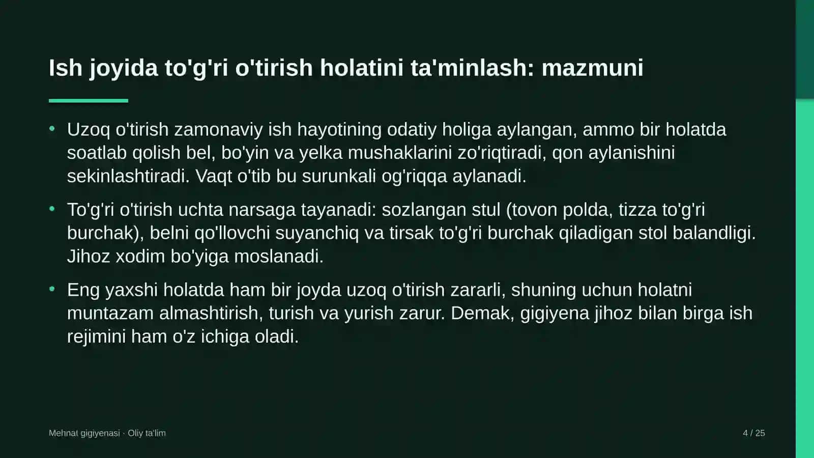 sanatoriylarda ish joyida to'g'ri o'tirish holatini ta'minlash 6220 4