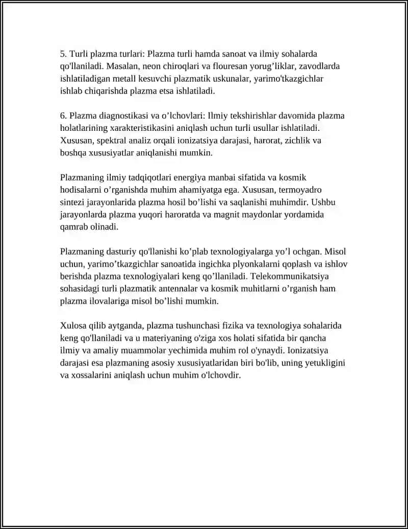 PLAZMA.QO'LLANILISHI VA XOSSALARI 4