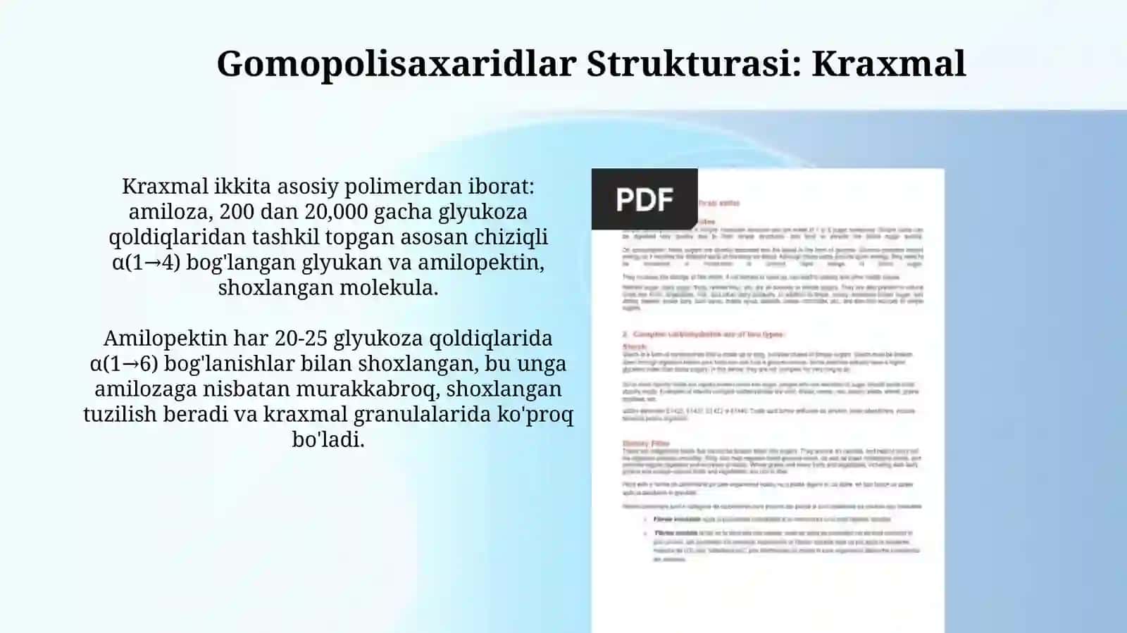 Di, gomo va polisaxaridlar tuzilishi va xossalari 4