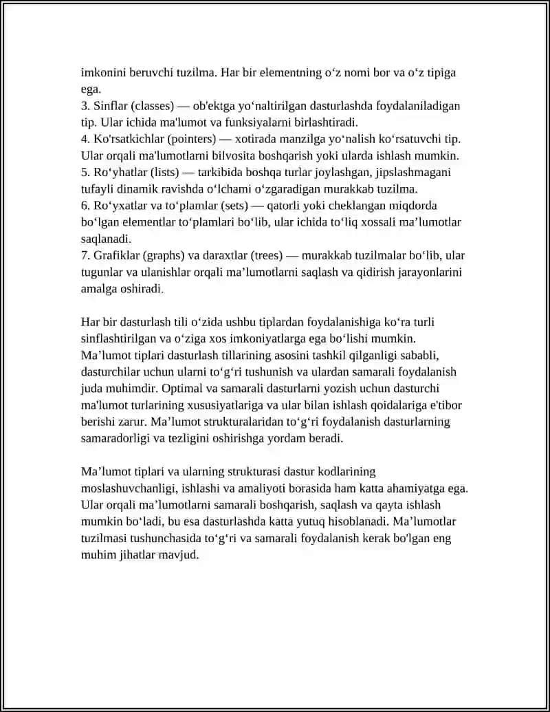MAʼLUMOTLAR,ALGORITMLAR VA MAʼLUMOTLAR TUZILMASI TUSHUNCHALARI 4
