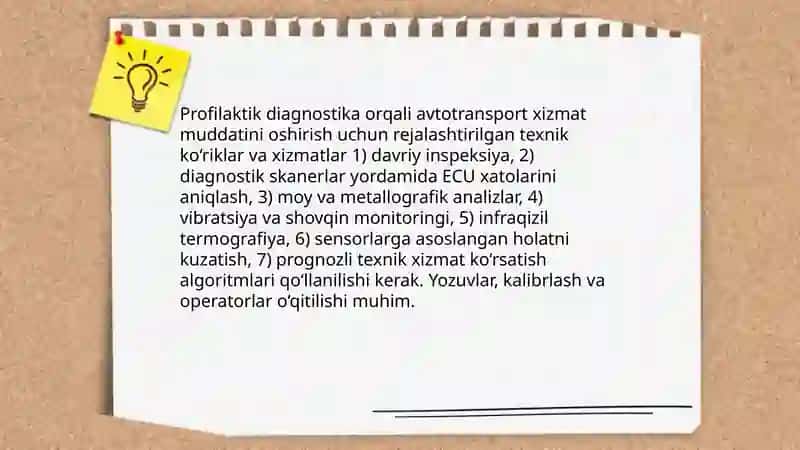 Avtomobil transporti vositalarining xizmat muddatini oshirish usullari 4