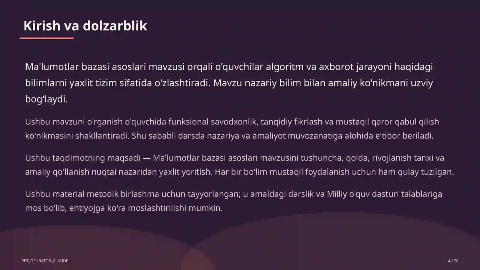 Ma'lumotlar bazasi asoslari (9-sinf) 4