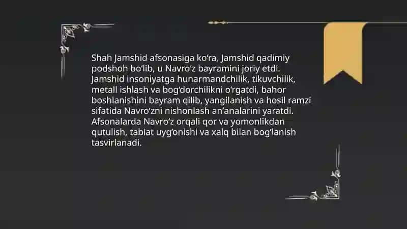 Navroʻz bayrami afsonalari 4