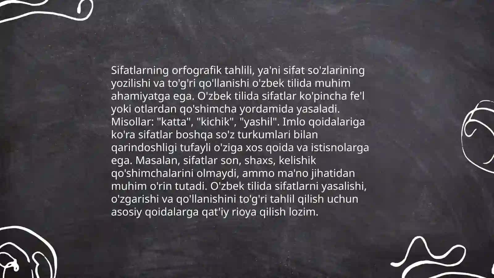 So'z turkumlarini organishda hosil qilinadigan Orfografik bilimlar royhatini tuzish 4