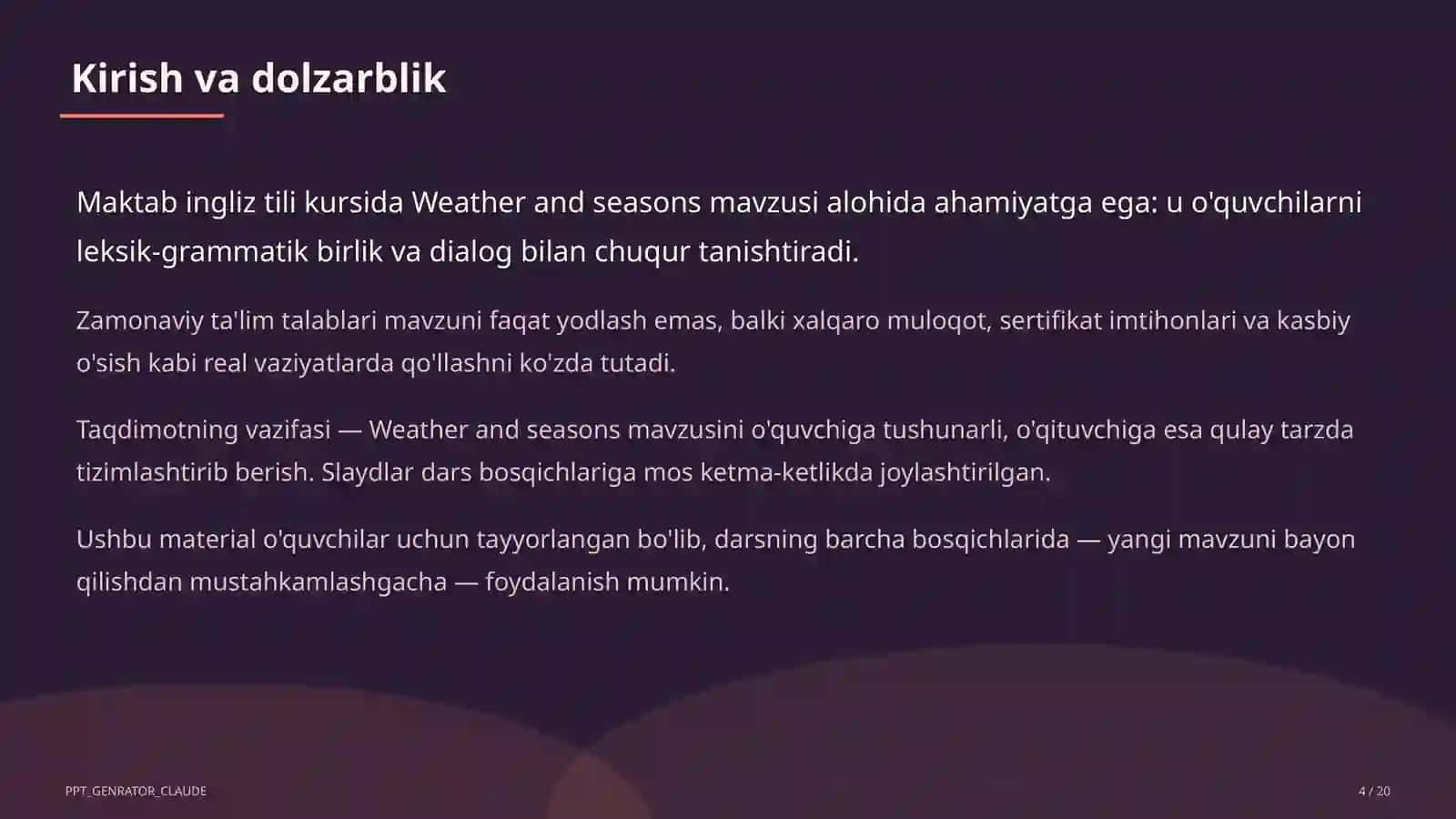 Weather and seasons (4-sinf) 4