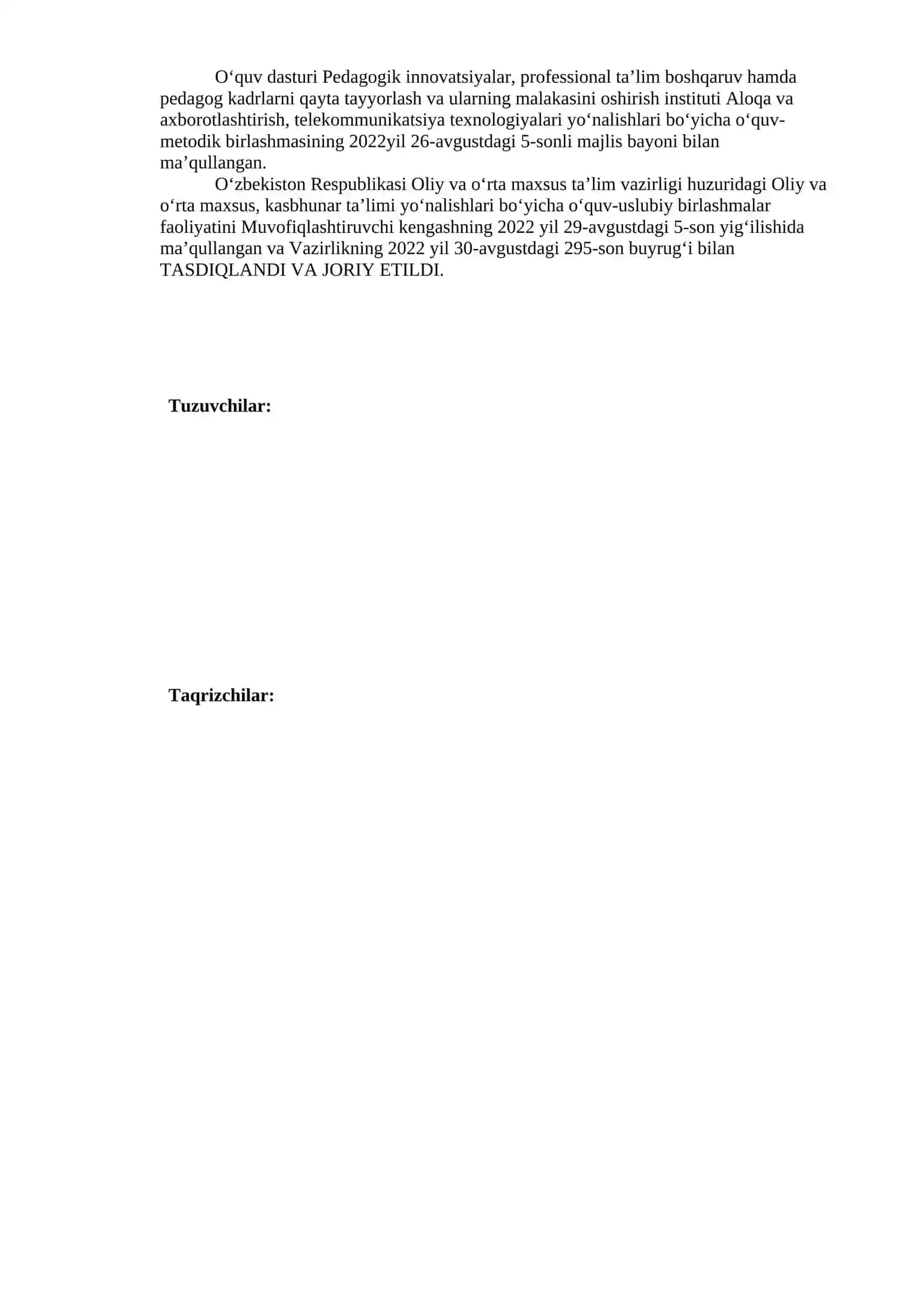 Kompyuter tarmoqlari va adminstratorlash oʻquv amaliyotidan OʻQITISH MATERIALLARI 4