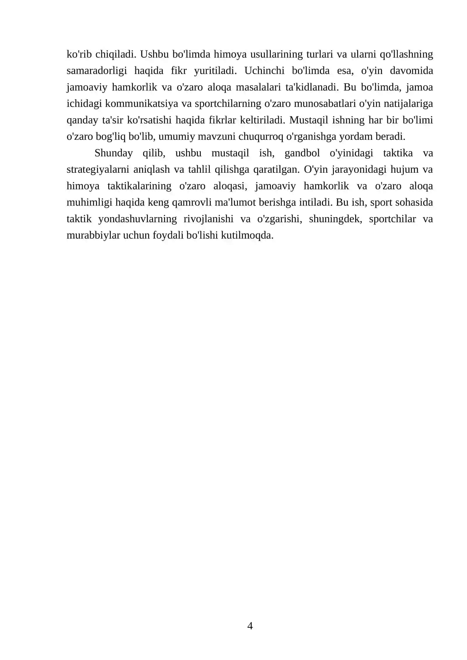 Gandbol o'yin taktikasining tasnifi 4