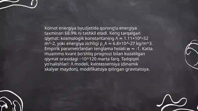 Zamonaviy fizikaning hal qilinmagan muammolari va hozirgi tadqiqot yoʻnalishlari tavsifi 4