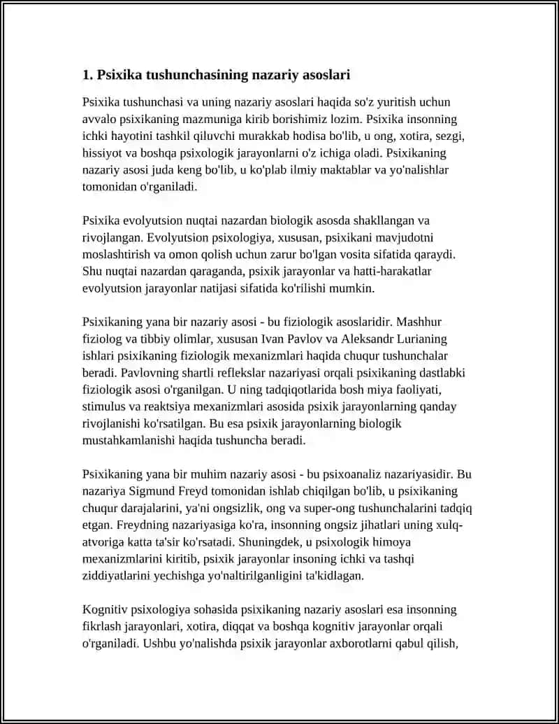 PSIXIKA HAQIDA TUSHUNCHA HOZIRGI ZAMON PSIXOLOGIYASINING METODLARI 4