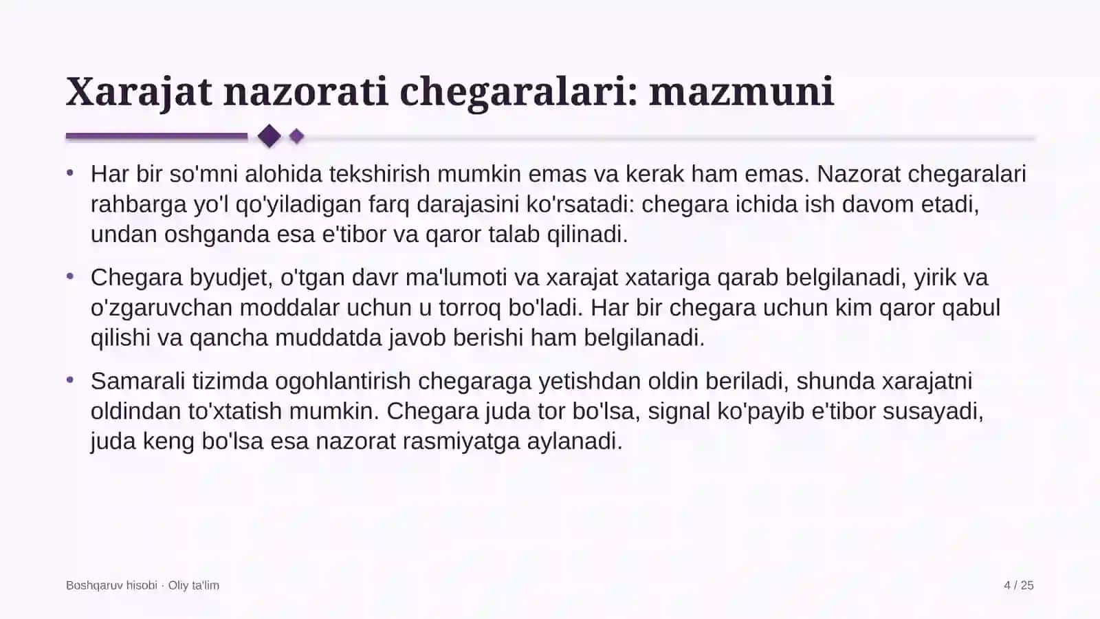 Avtomobillarga gaz to'ldirish shoxobchalarida xarajatlarni nazorat qilish chegaralarini belgilash 4