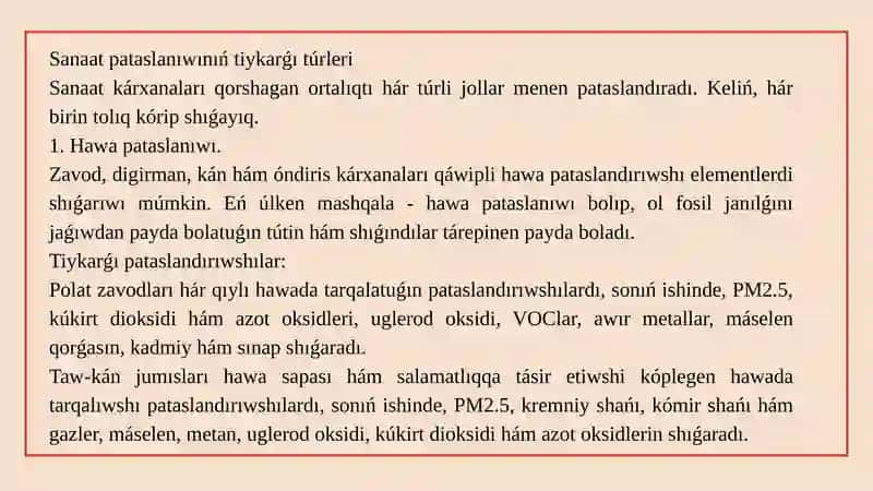 Sanaat kárxanalarınıń qorshagan ortalıqqa tásiri 4