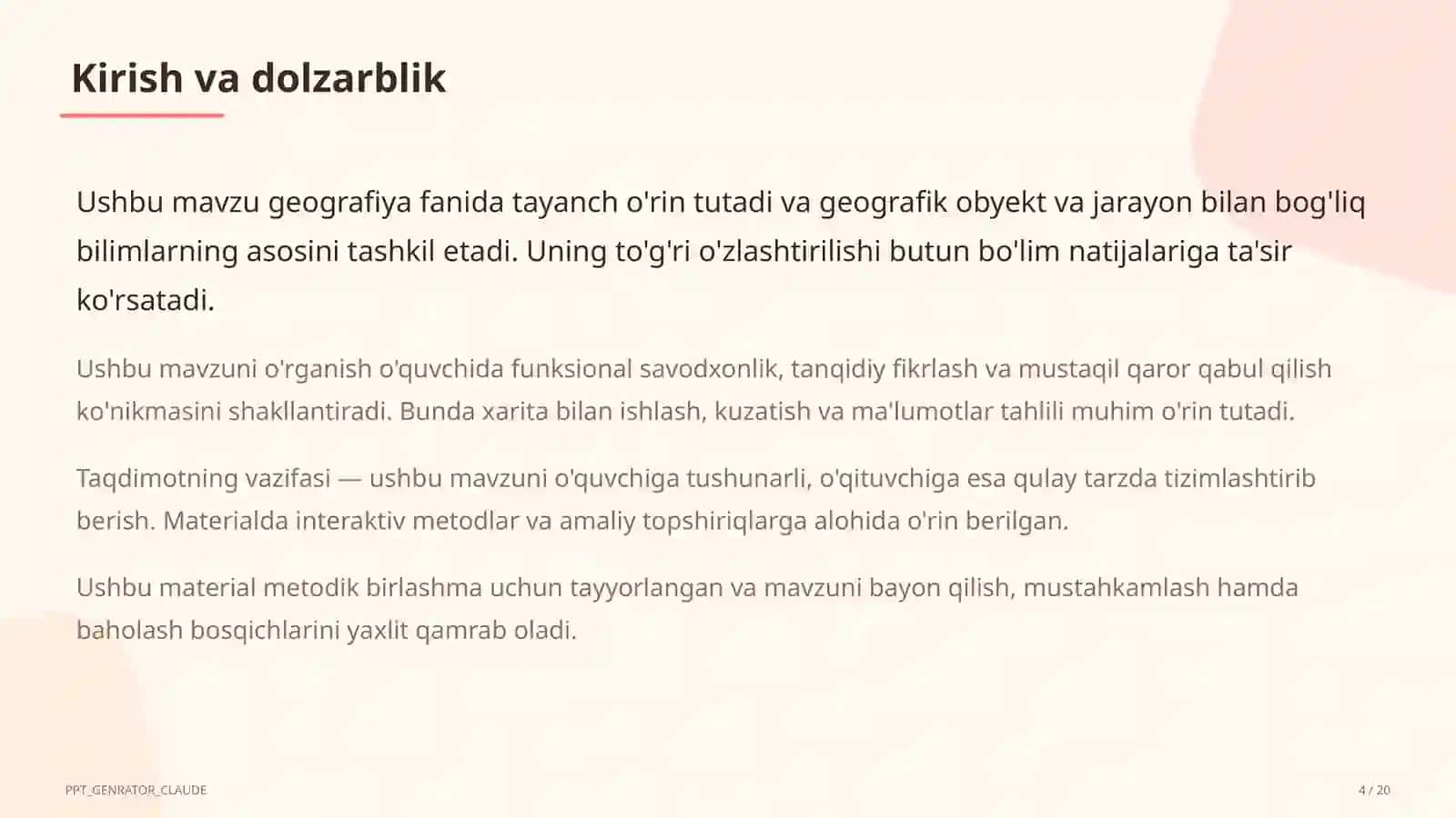 Turizm geografiyasi va O'zbekistonning turistik salohiyati (11-sinf) 4