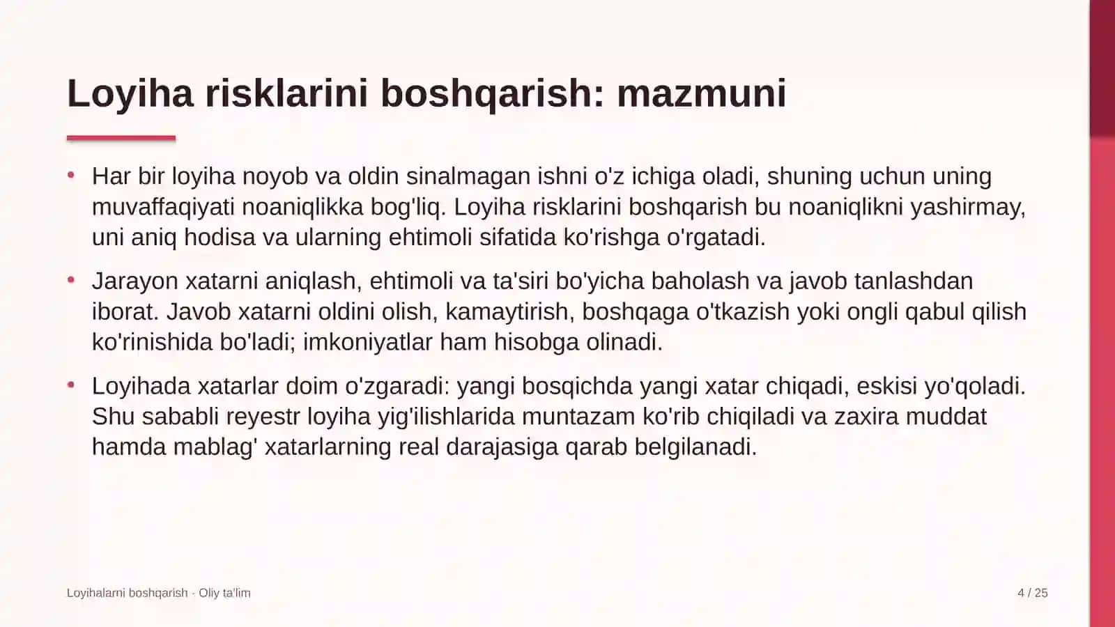 Bojxona organlarida loyiha risklarini boshqarish 4