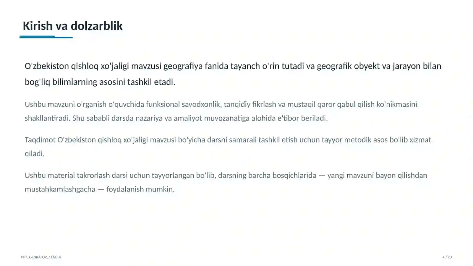 O'zbekiston qishloq xo'jaligi (9-sinf) 4
