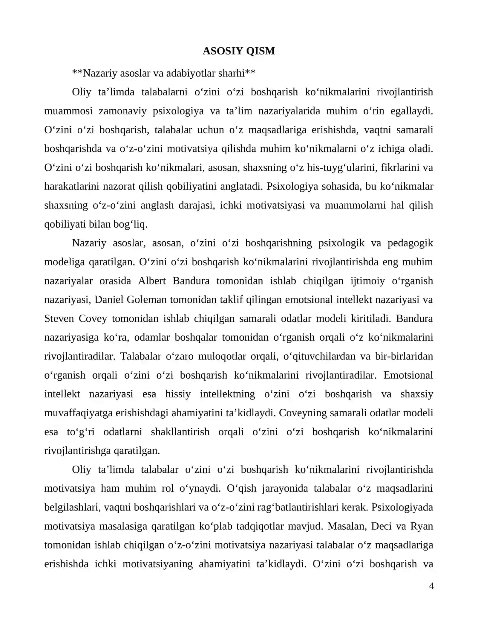 Oliy ta’limda talabalar o'zini o'zi boshqarish ko'nikmalarini rivojlantirish 4