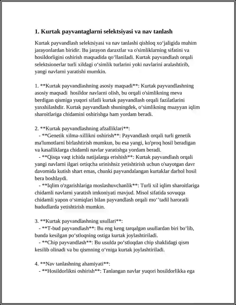 KURTAK PAYVANTAGLARNI YETISHTIRISH TEXNOLOGIYASI 4