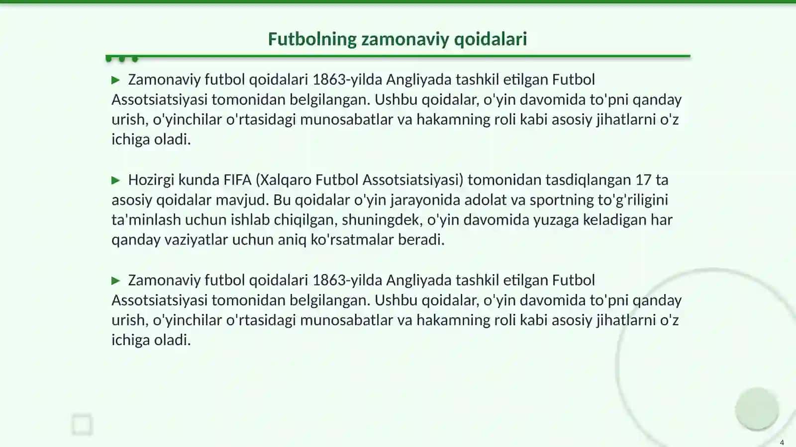 Futbol o'yinining kelib chiqishi, qoidalari va rivojlanish tarixi 4