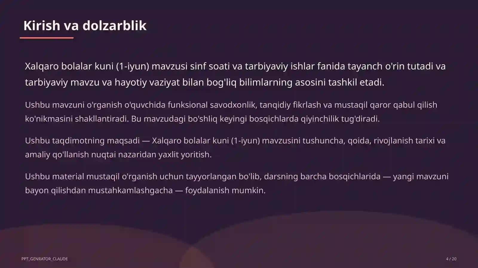 Sinf soati va tarbiyaviy tadbirlar 4