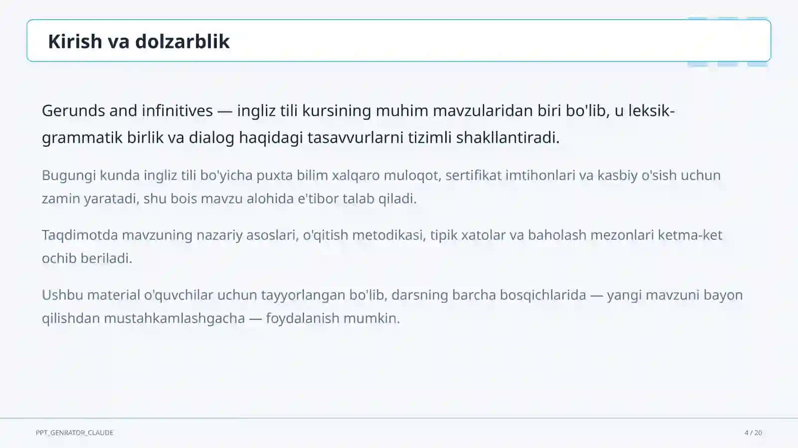 Gerunds and infinitives (11-sinf) 4