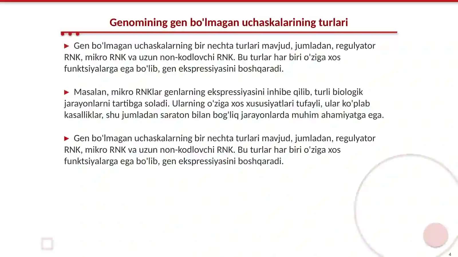 Genomining gen bo'lmagan uchaskalarining ahamiyati va ulardan amaliyotda foydalanish 4
