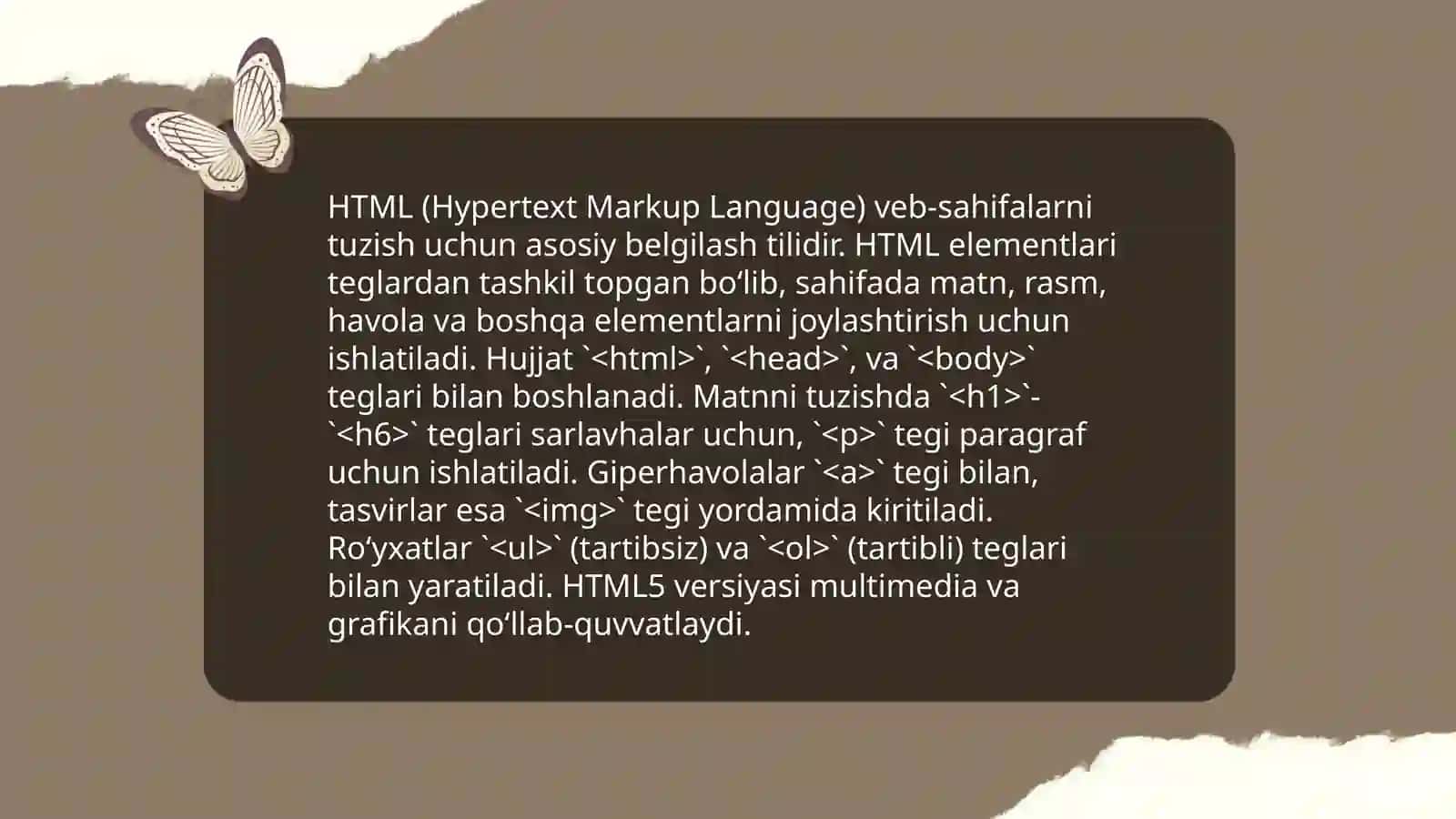 HTML tili asoslari va uning rivojlanishi 4