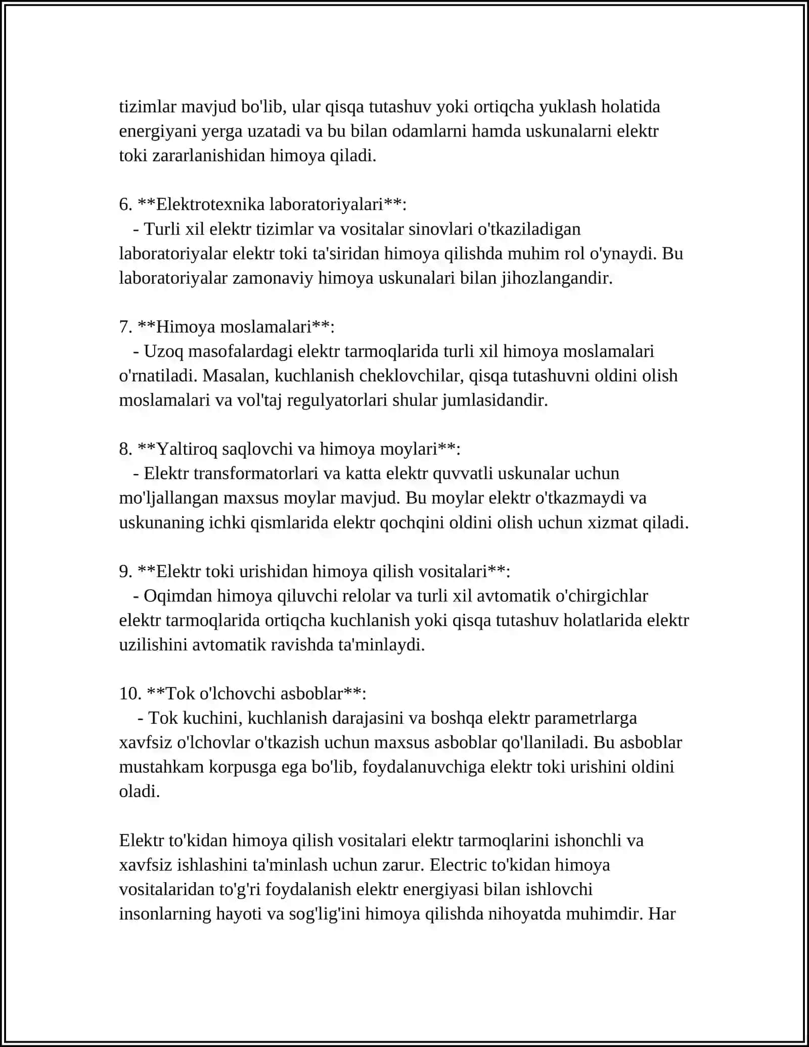 ELEKTR TO'KIDAN SAQLANISH VA HIMOYA VOSITALARI 4