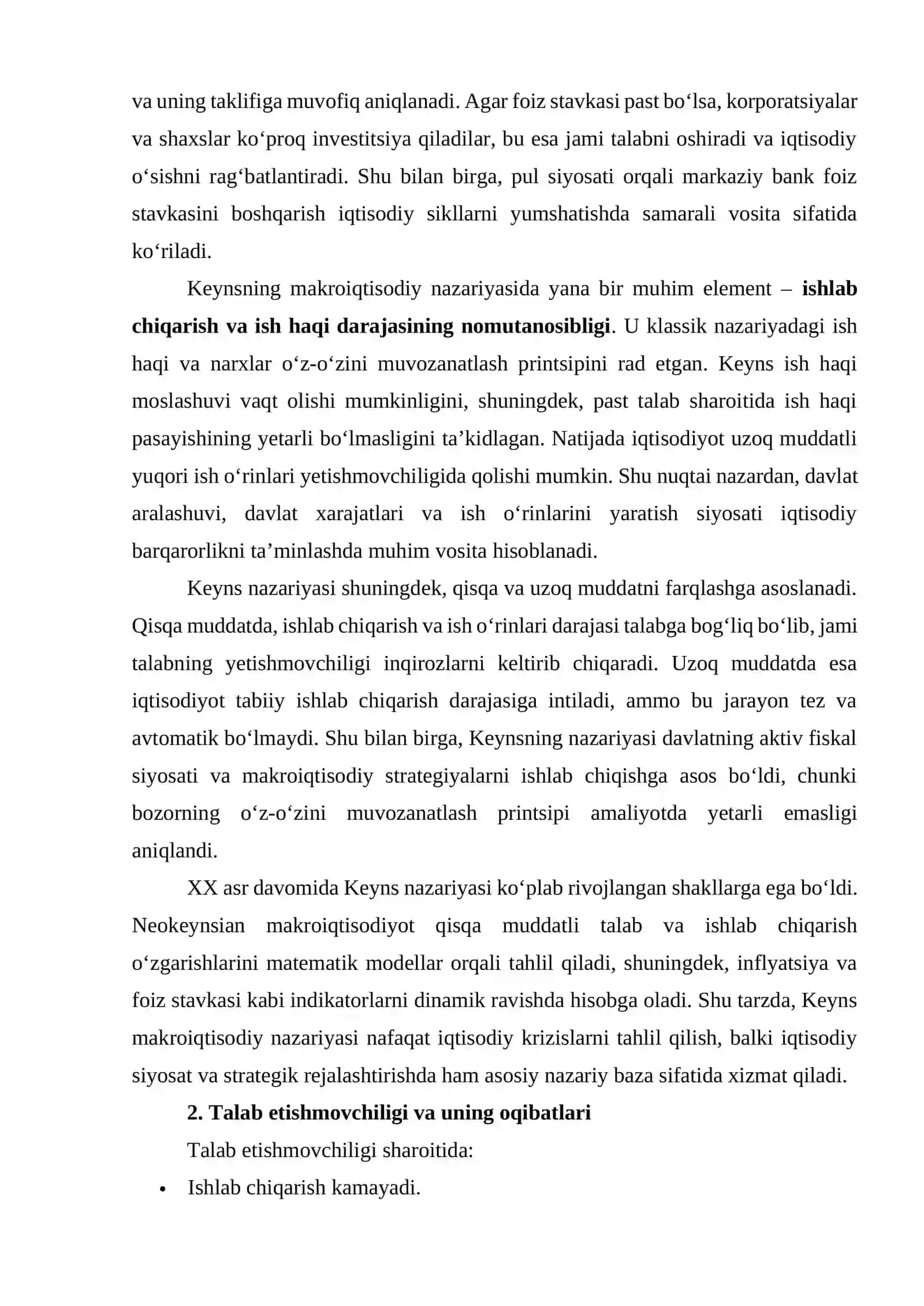 Keynsning tovar va xizmatlar bozorda makroiqtisodiy muvozanat modellari va talab etishmovchiligi sharoitida iqtisodiy siyosat 4